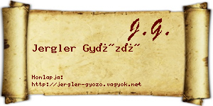 Jergler Győző névjegykártya